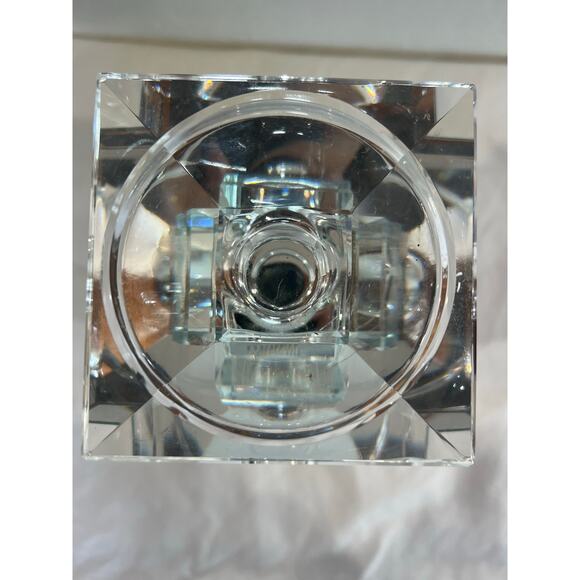 Modern Glass Crystal Studded Pillar Candle Holder Decor 10 Inch - Picture 5 of 9